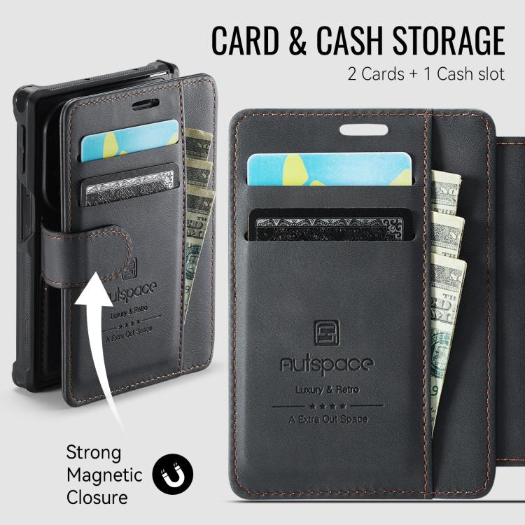 Custodia per telefono AutSpace A15 con chiusura magnetica retrò in pelle vegana, For Galaxy Z Fold8 5G, For Galaxy Z Fold8 Ultra 5G