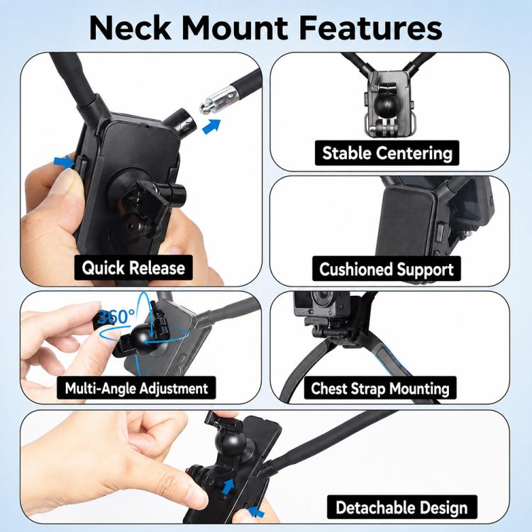 Per Insta360 Luna Ultra Supporto magnetico a sgancio rapido per collo, Neck Mount, Neck Mount + Fixed Strap