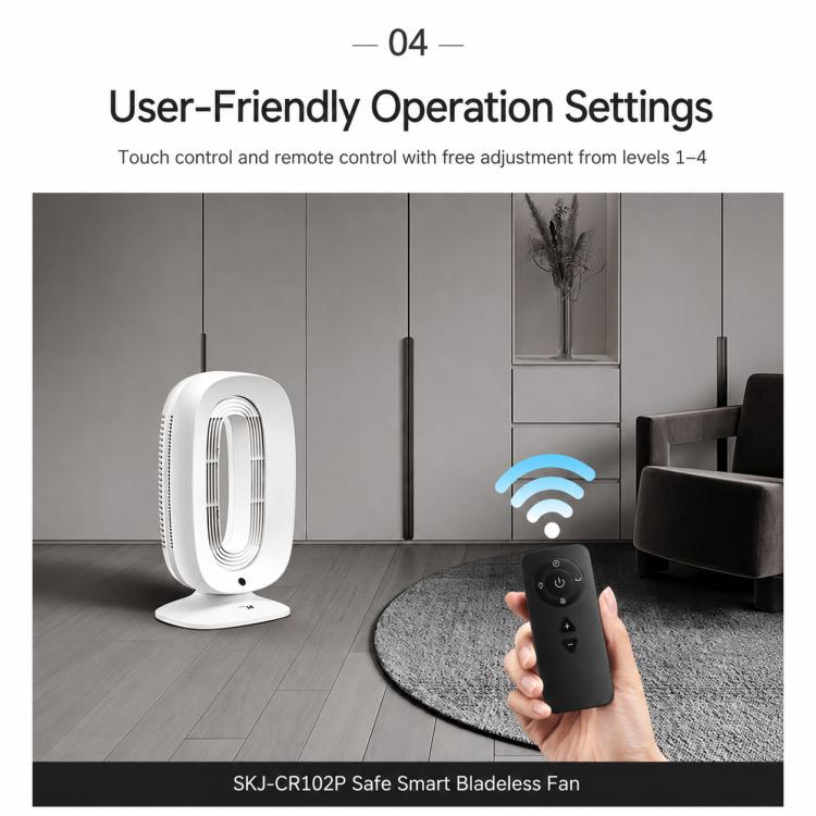 Ventilatore intelligente senza pale SK SKJ-CR102P con tecnologia a ioni negativi, telecomando e controllo vocale.