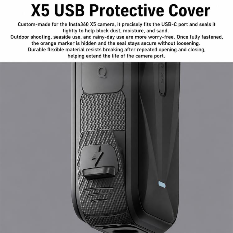 Coperchio laterale della porta di ricarica USB, coperchio della batteria in silicone, For Insta360 X5