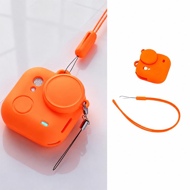 Custodia protettiva integrale in silicone per fotocamera con tracolla e cinghia anti-smarrimento per l'obiettivo., For Insta360 Go Ultra
