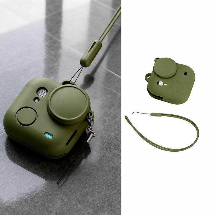 Custodia protettiva integrale in silicone per fotocamera con tracolla e cinghia anti-smarrimento per l'obiettivo., For Insta360 Go Ultra