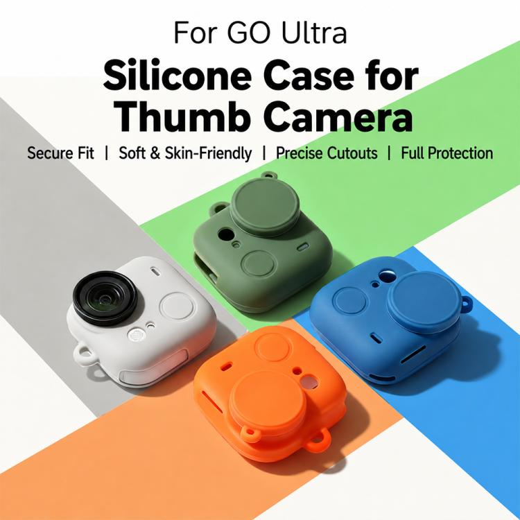 Custodia protettiva integrale in silicone per fotocamera con tracolla e cinghia anti-smarrimento per l'obiettivo., For Insta360 Go Ultra