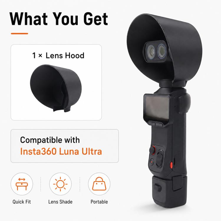 Paraluce, protezione antiriflesso per obiettivo, copertura protettiva antigraffio, For Insta360 Luna Ultra