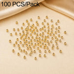 100 pezzi/confezione Perline distanziatrici rotonde placcate oro per la creazione di gioielli fai da te, finitura liscia, foro dritto, 2mm Hole 0.8mm, 2.5mm Hole 1.0mm, 3mm Hole 1.2mm, 3mm Hole 1.5mm