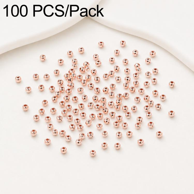 100 pezzi/confezione Perline distanziatrici rotonde placcate oro per la creazione di gioielli fai da te, finitura liscia, foro dritto, 2mm Hole 0.8mm, 2.5mm Hole 1.0mm, 3mm Hole 1.2mm, 3mm Hole 1.5mm