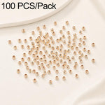 100 pezzi/confezione Perline distanziatrici rotonde placcate oro per la creazione di gioielli fai da te, finitura liscia, foro dritto, 2mm Hole 0.8mm, 2.5mm Hole 1.0mm, 3mm Hole 1.2mm, 3mm Hole 1.5mm