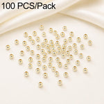 100 pezzi/confezione Perline distanziatrici rotonde placcate oro per la creazione di gioielli fai da te, finitura liscia, foro dritto, 2mm Hole 0.8mm, 2.5mm Hole 1.0mm, 3mm Hole 1.2mm, 3mm Hole 1.5mm