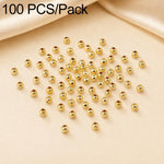 100 pezzi/confezione Perline distanziatrici rotonde placcate oro per la creazione di gioielli fai da te, finitura liscia, foro dritto, 2mm Hole 0.8mm, 2.5mm Hole 1.0mm, 3mm Hole 1.2mm, 3mm Hole 1.5mm