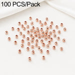 100 pezzi/confezione Perline distanziatrici rotonde placcate oro per la creazione di gioielli fai da te, finitura liscia, foro dritto, 2mm Hole 0.8mm, 2.5mm Hole 1.0mm, 3mm Hole 1.2mm, 3mm Hole 1.5mm