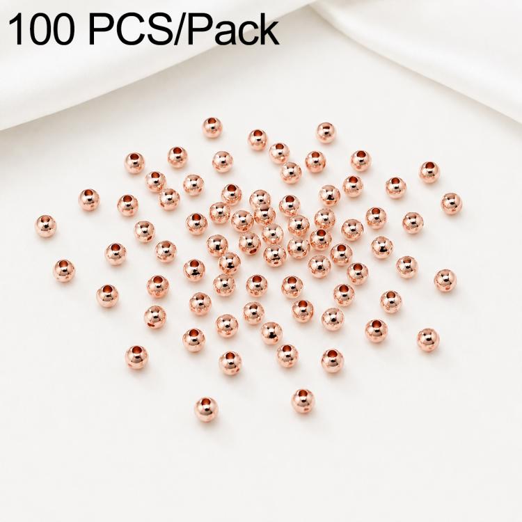 100 pezzi/confezione Perline distanziatrici rotonde placcate oro per la creazione di gioielli fai da te, finitura liscia, foro dritto, 2mm Hole 0.8mm, 2.5mm Hole 1.0mm, 3mm Hole 1.2mm, 3mm Hole 1.5mm