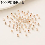 100 pezzi/confezione Perline distanziatrici rotonde placcate oro per la creazione di gioielli fai da te, finitura liscia, foro dritto, 2mm Hole 0.8mm, 2.5mm Hole 1.0mm, 3mm Hole 1.2mm, 3mm Hole 1.5mm