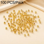 100 pezzi/confezione Perline distanziatrici rotonde placcate oro per la creazione di gioielli fai da te, finitura liscia, foro dritto, 2mm Hole 0.8mm, 2.5mm Hole 1.0mm, 3mm Hole 1.2mm, 3mm Hole 1.5mm