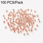 100 pezzi/confezione Perline distanziatrici rotonde placcate oro per la creazione di gioielli fai da te, finitura liscia, foro dritto, 2mm Hole 0.8mm, 2.5mm Hole 1.0mm, 3mm Hole 1.2mm, 3mm Hole 1.5mm