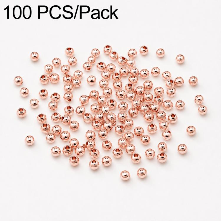100 pezzi/confezione Perline distanziatrici rotonde placcate oro per la creazione di gioielli fai da te, finitura liscia, foro dritto, 2mm Hole 0.8mm, 2.5mm Hole 1.0mm, 3mm Hole 1.2mm, 3mm Hole 1.5mm