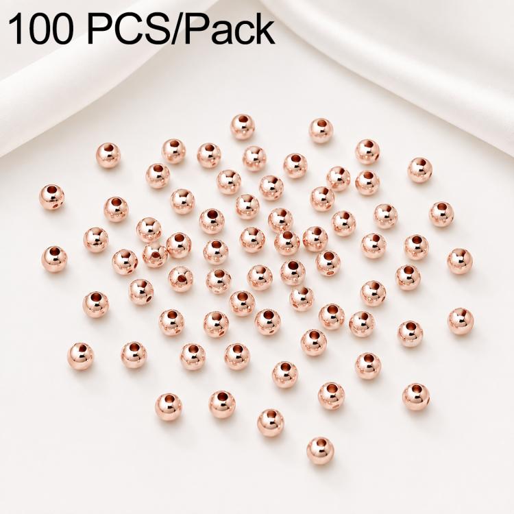 100 pezzi/confezione Perline distanziatrici rotonde placcate oro per la creazione di gioielli fai da te, finitura liscia, foro dritto, 4mm Hole 1.5mm, 4mm Hole 2mm, 5mm Hole 1.5mm, 5mm Hole 2mm