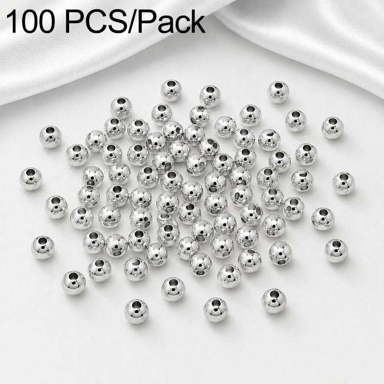 100 pezzi/confezione Perline distanziatrici rotonde placcate oro per la creazione di gioielli fai da te, finitura liscia, foro dritto, 4mm Hole 1.5mm, 4mm Hole 2mm, 5mm Hole 1.5mm, 5mm Hole 2mm