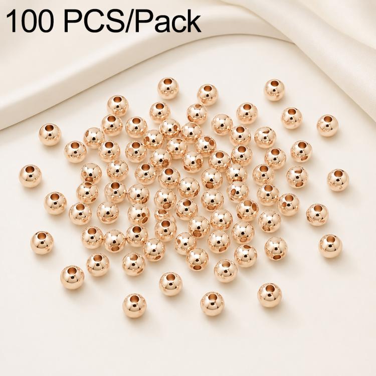 100 pezzi/confezione Perline distanziatrici rotonde placcate oro per la creazione di gioielli fai da te, finitura liscia, foro dritto, 4mm Hole 1.5mm, 4mm Hole 2mm, 5mm Hole 1.5mm, 5mm Hole 2mm
