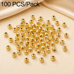 100 pezzi/confezione Perline distanziatrici rotonde placcate oro per la creazione di gioielli fai da te, finitura liscia, foro dritto, 4mm Hole 1.5mm, 4mm Hole 2mm, 5mm Hole 1.5mm, 5mm Hole 2mm