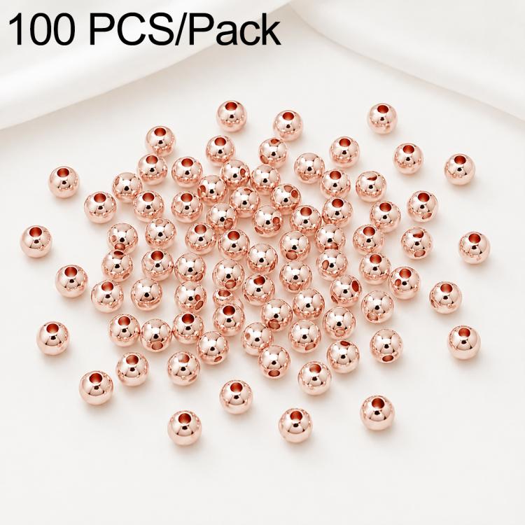 100 pezzi/confezione Perline distanziatrici rotonde placcate oro per la creazione di gioielli fai da te, finitura liscia, foro dritto, 4mm Hole 1.5mm, 4mm Hole 2mm, 5mm Hole 1.5mm, 5mm Hole 2mm