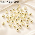 100 pezzi/confezione Perline distanziatrici rotonde placcate oro per la creazione di gioielli fai da te, finitura liscia, foro dritto, 6mm Hole 1.5mm, 6mm Hole 2.5mm, 8mm Hole 1.8mm, 10mm Hole 2mm