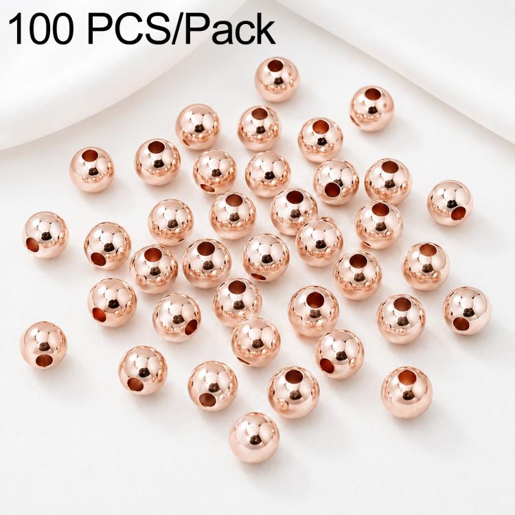 100 pezzi/confezione Perline distanziatrici rotonde placcate oro per la creazione di gioielli fai da te, finitura liscia, foro dritto, 6mm Hole 1.5mm, 6mm Hole 2.5mm, 8mm Hole 1.8mm, 10mm Hole 2mm