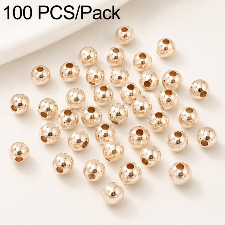 100 pezzi/confezione Perline distanziatrici rotonde placcate oro per la creazione di gioielli fai da te, finitura liscia, foro dritto, 6mm Hole 1.5mm, 6mm Hole 2.5mm, 8mm Hole 1.8mm, 10mm Hole 2mm