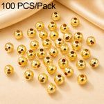 100 pezzi/confezione Perline distanziatrici rotonde placcate oro per la creazione di gioielli fai da te, finitura liscia, foro dritto, 6mm Hole 1.5mm, 6mm Hole 2.5mm, 8mm Hole 1.8mm, 10mm Hole 2mm