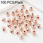 100 pezzi/confezione Perline distanziatrici rotonde placcate oro per la creazione di gioielli fai da te, finitura liscia, foro dritto, 6mm Hole 1.5mm, 6mm Hole 2.5mm, 8mm Hole 1.8mm, 10mm Hole 2mm