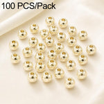100 pezzi/confezione Perline distanziatrici rotonde placcate oro per la creazione di gioielli fai da te, finitura liscia, foro dritto, 6mm Hole 1.5mm, 6mm Hole 2.5mm, 8mm Hole 1.8mm, 10mm Hole 2mm