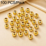100 pezzi/confezione Perline distanziatrici rotonde placcate oro per la creazione di gioielli fai da te, finitura liscia, foro dritto, 6mm Hole 1.5mm, 6mm Hole 2.5mm, 8mm Hole 1.8mm, 10mm Hole 2mm