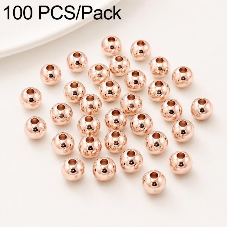 100 pezzi/confezione Perline distanziatrici rotonde placcate oro per la creazione di gioielli fai da te, finitura liscia, foro dritto, 6mm Hole 1.5mm, 6mm Hole 2.5mm, 8mm Hole 1.8mm, 10mm Hole 2mm