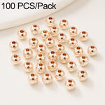 100 pezzi/confezione Perline distanziatrici rotonde placcate oro per la creazione di gioielli fai da te, finitura liscia, foro dritto, 6mm Hole 1.5mm, 6mm Hole 2.5mm, 8mm Hole 1.8mm, 10mm Hole 2mm
