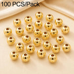 100 pezzi/confezione Perline distanziatrici rotonde placcate oro per la creazione di gioielli fai da te, finitura liscia, foro dritto, 6mm Hole 1.5mm, 6mm Hole 2.5mm, 8mm Hole 1.8mm, 10mm Hole 2mm