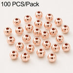 100 pezzi/confezione Perline distanziatrici rotonde placcate oro per la creazione di gioielli fai da te, finitura liscia, foro dritto, 6mm Hole 1.5mm, 6mm Hole 2.5mm, 8mm Hole 1.8mm, 10mm Hole 2mm