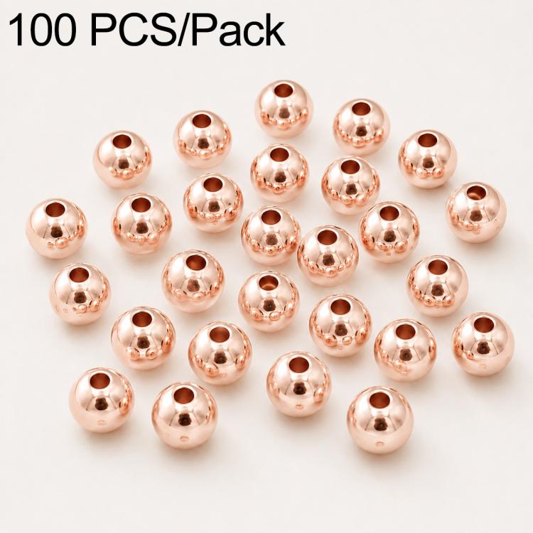 100 pezzi/confezione Perline distanziatrici rotonde placcate oro per la creazione di gioielli fai da te, finitura liscia, foro dritto, 6mm Hole 1.5mm, 6mm Hole 2.5mm, 8mm Hole 1.8mm, 10mm Hole 2mm