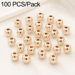 100 pezzi/confezione Perline distanziatrici rotonde placcate oro per la creazione di gioielli fai da te, finitura liscia, foro dritto, 6mm Hole 1.5mm, 6mm Hole 2.5mm, 8mm Hole 1.8mm, 10mm Hole 2mm