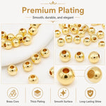 100 pezzi/confezione Perline distanziatrici rotonde placcate oro per la creazione di gioielli fai da te, finitura liscia, foro dritto, 4mm Hole 1.5mm, 4mm Hole 2mm, 5mm Hole 1.5mm, 5mm Hole 2mm