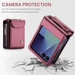 AutSpace A03 Custodia per telefono a fisarmonica con protezione RFID e tracolla, For Galaxy Z Flip8 5G, For Galaxy Z Flip7 5G