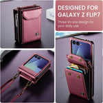 AutSpace A03 Custodia per telefono a fisarmonica con protezione RFID e tracolla, For Galaxy Z Flip8 5G, For Galaxy Z Flip7 5G
