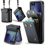 AutSpace A03 Custodia per telefono a fisarmonica con protezione RFID e tracolla, For Galaxy Z Flip8 5G, For Galaxy Z Flip7 5G
