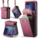 AutSpace A03 Custodia per telefono a fisarmonica con protezione RFID e tracolla, For Galaxy Z Flip8 5G, For Galaxy Z Flip7 5G