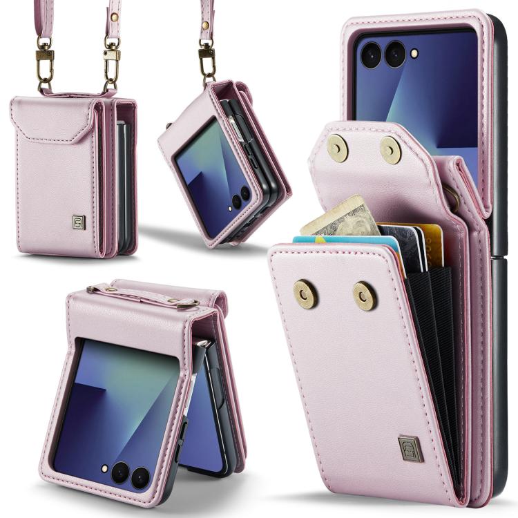 AutSpace A03 Custodia per telefono a fisarmonica con protezione RFID e tracolla, For Galaxy Z Flip8 5G, For Galaxy Z Flip7 5G