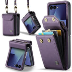 AutSpace A03 Custodia per telefono a fisarmonica con protezione RFID e tracolla, For Galaxy Z Flip8 5G, For Galaxy Z Flip7 5G