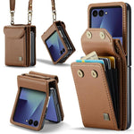 AutSpace A03 Custodia per telefono a fisarmonica con protezione RFID e tracolla, For Galaxy Z Flip8 5G, For Galaxy Z Flip7 5G