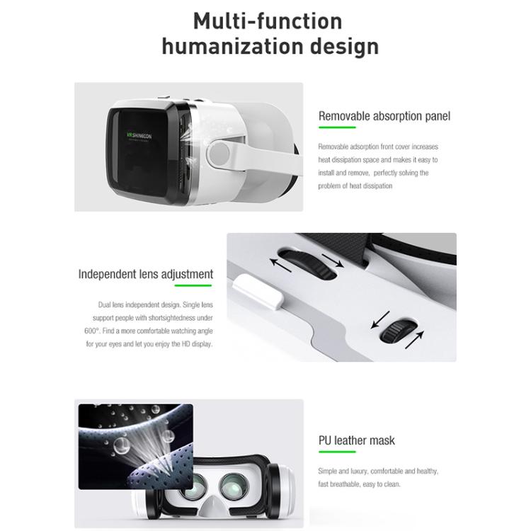 VR SHINECON G04BS BT Earphone Edition Occhiali VR 3D per realtà virtuale, compatibili con telefoni da 5 a 7,2 pollici, G04BS Host, G04BS+052, G04BS+053, G04BS+B01, G04BS+B03, G04BS+C8S with Holder, G04BS+S01, G04BS+Y1 White, G04BS+Y1 Black