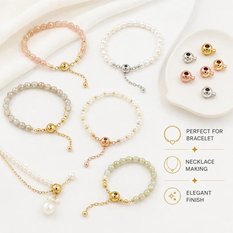 20 pezzi/confezione Perline distanziatrici in rame placcato oro, connettori terminali per gioielli fai da te, Deluxe 2.5mm Hole 1mm, Deluxe 3.2mm Hole 1.2mm