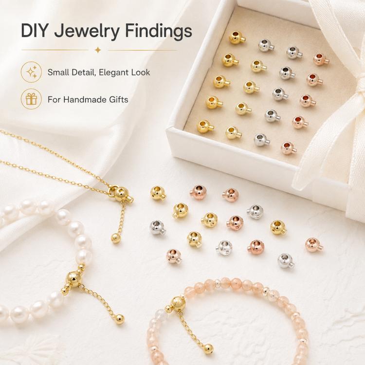 20 pezzi/confezione Perline distanziatrici in rame placcato oro, connettori terminali per gioielli fai da te, Deluxe 2.5mm Hole 1mm, Deluxe 3.2mm Hole 1.2mm