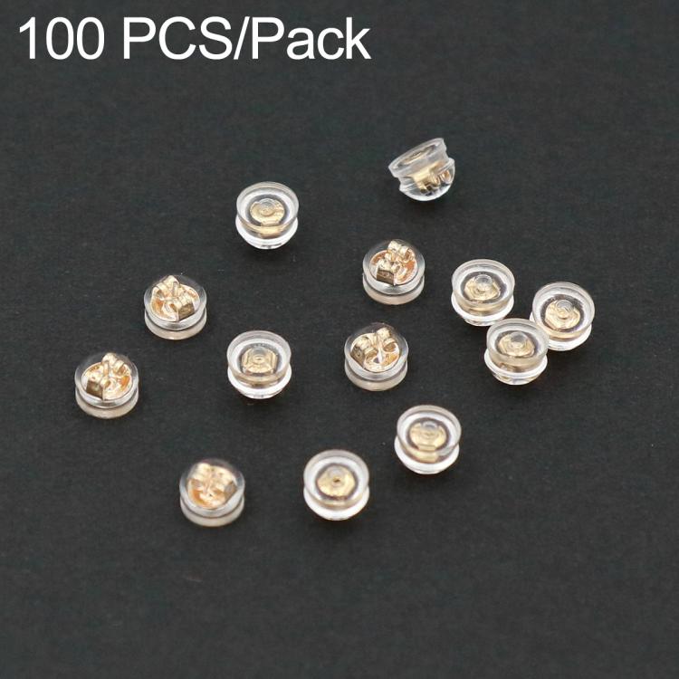 100 pezzi/confezione Chiusure di sicurezza in silicone a forma di proiettile per orecchini, tipo hamburger