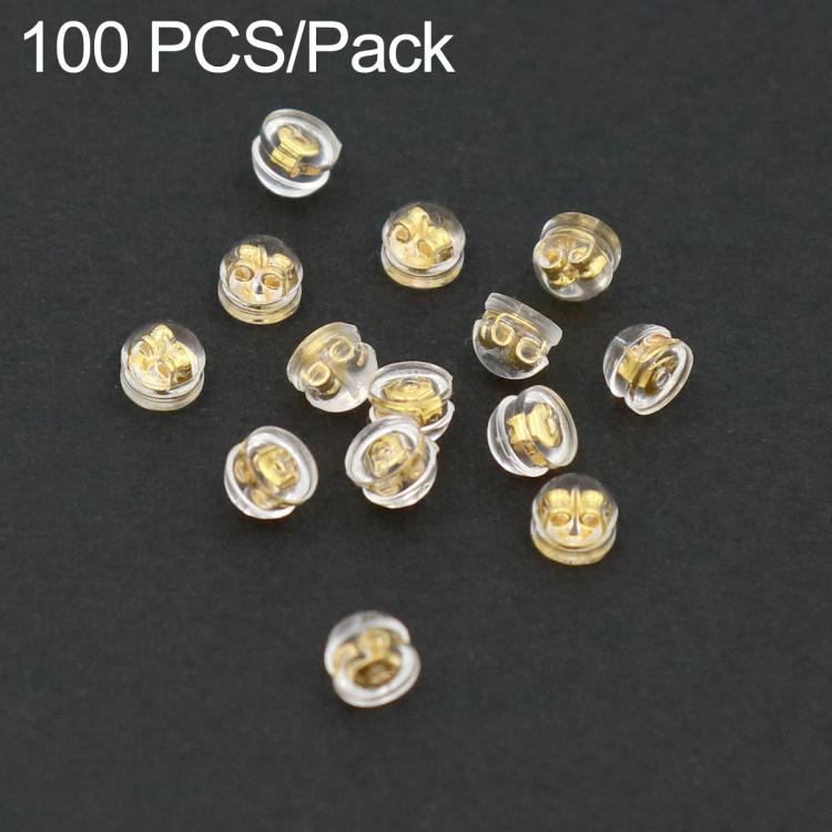 100 pezzi/confezione Chiusure di sicurezza in silicone a forma di proiettile per orecchini, tipo hamburger
